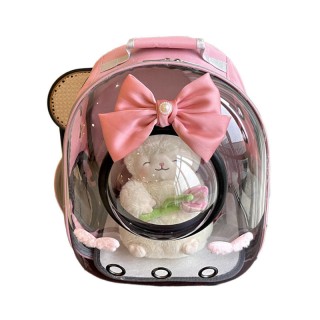 Pink transparent portable breathable backpack pet backpack