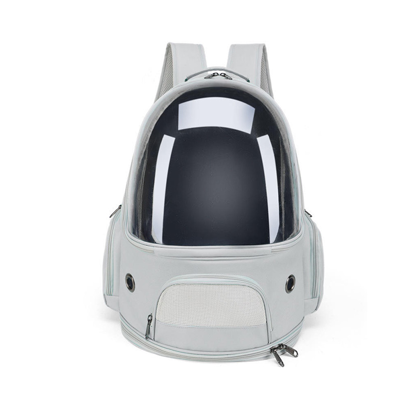 Gray breathable foldable soft-sided pet backpack