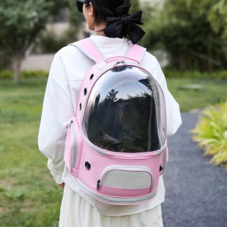 Gray breathable foldable soft-sided pet backpack