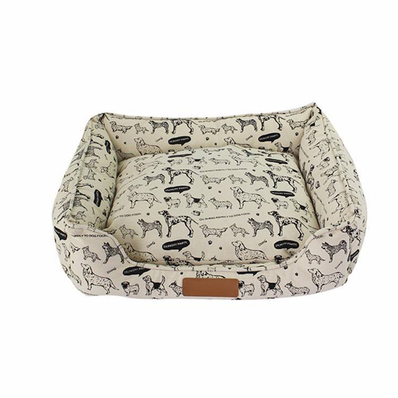 Square Print Memory Foam Stripe Pet Bed