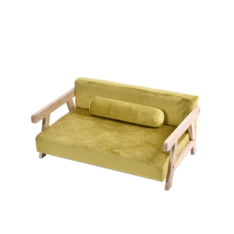 Modern Pet Bed with Wooden Armrests