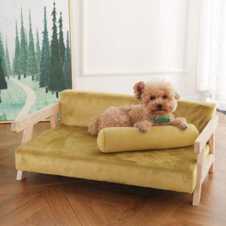 Modern Pet Bed with Wooden Armrests