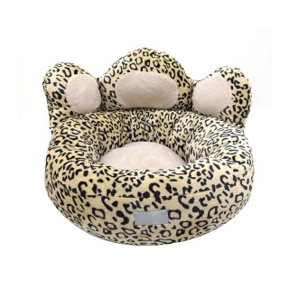 Comfortable and luxurious leopard print bear paw pet bed