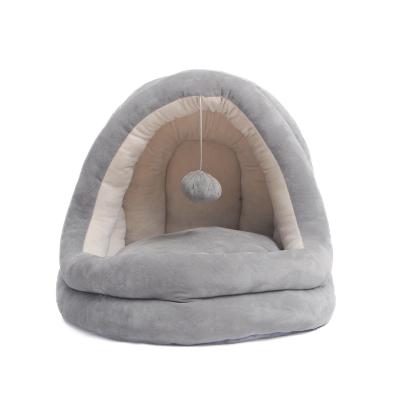 Comfortable and safe velvet pet house bed