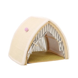 Solid wood breathable foldable sisal cat scratching board nest