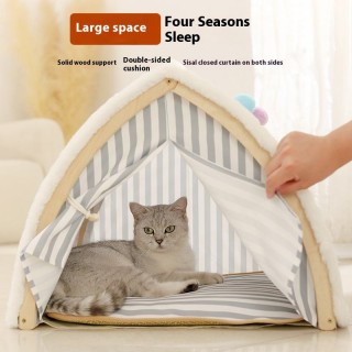 Solid wood breathable foldable sisal cat scratching board nest