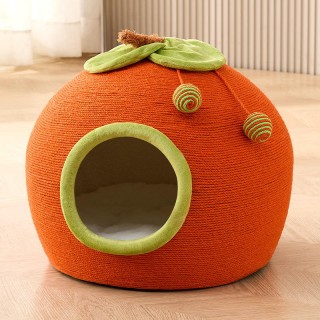 Fully enclosed wear-resistant winter sisal cat bed