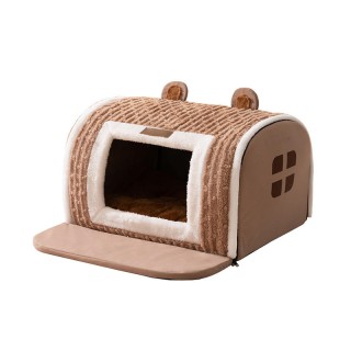 Soft velvet warm nest semi-enclosed pet tent house