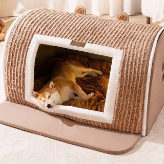 Soft velvet warm nest semi-enclosed pet tent house
