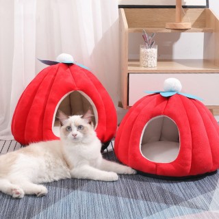 Warm Polka Dot Cat Cave Pet Nest