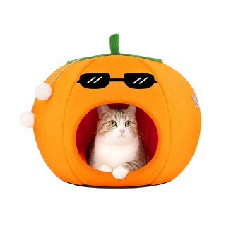Luxury Orange Round Eco-Friendly Pet Bed