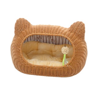 Natural rattan pet bed for cats and dogs