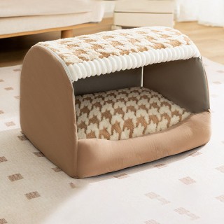 Checkered Comfort Square Pet House Bed