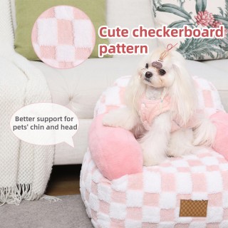 Chessboard Fleece Portable Pet Sofa Bed