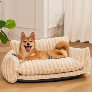 Luxury Striped Fleece Pet Sofa Bed