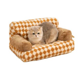Modern Plaid Cat and Dog Bed with Pillows Orthopedic Sofa Bed