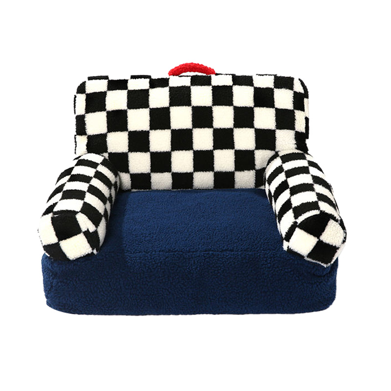 Removable and washable striped rectangular pet sofa bed